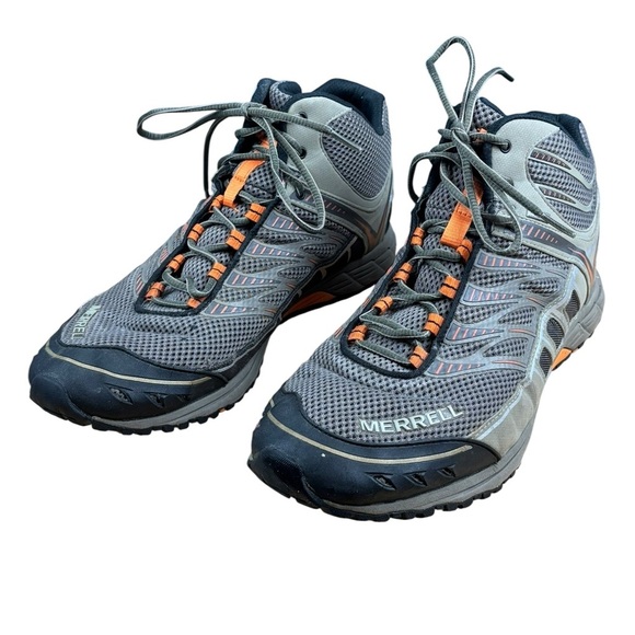 Merrell Mix Master Tuff Mid Waterproof Men's Hiking Shoe in Gray and Orange - Picture 1 of 8